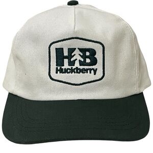 Huckberry White & Dark Green Adjustable Cotton Baseball Cap